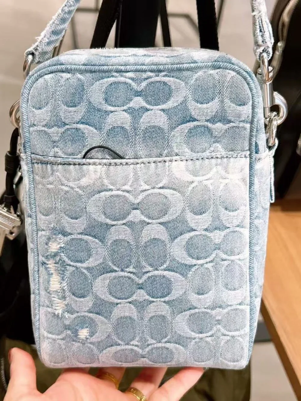NWT Coach Tristan Crossbody Bag 14 In Loved Signature Denim With Charms CET70